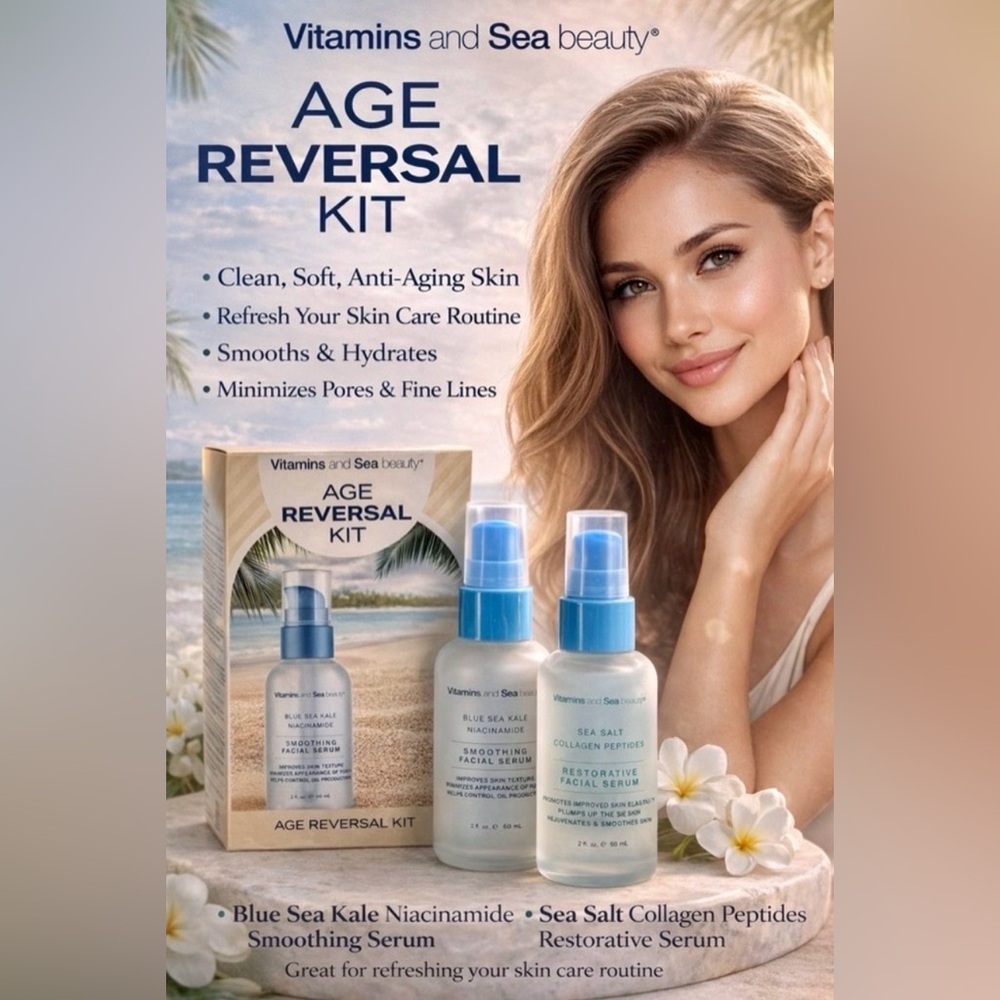 Vitamins & Sea Beauty Age Reversal Kit - Blue/White Facial Serum Duo